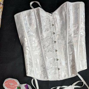 White Wedding Steel Boned Corset S-2XL waist Cinch